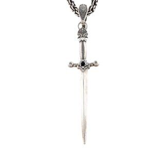 JOHN VARVATOS STERLING SILVER 925 DIAMOND DAGGER PENDANT NECKLACE